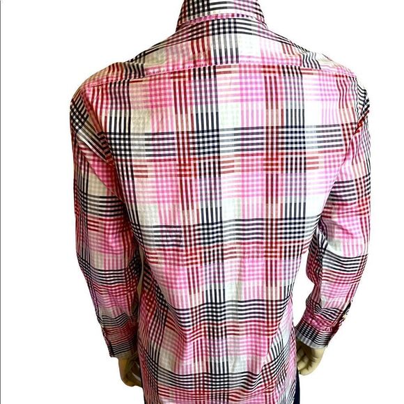 Men’s Large Thomas Dean Plaid Dress Shirt - Picture 5 of 9